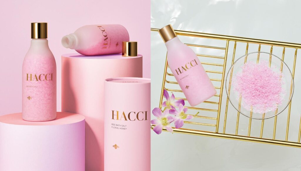 HACCI”マカロンカラー”「BEE バスソルト」はちみつ使用のフローラルハニー